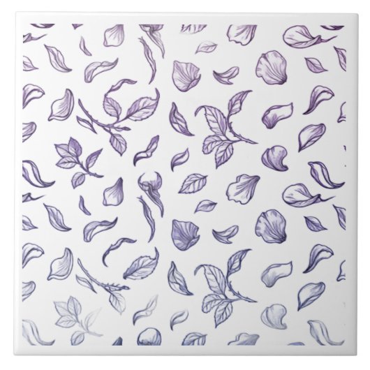 Carreau Elegant Purple Rose Petal Pattern Ceramic Tile -  (Devant)