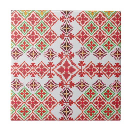 Carreau Elegant Red Mandala Geometric Bedroom & Home Texti (Devant)