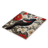 Carreau Elegant Red-winged Blackbird Red and Cream Floral (Côté)