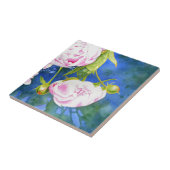 Carreau Elégant rose blanc classique aquarelle floral (Côté)