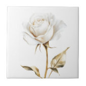 Carreau Élégant rose d'ivoire blanc faux or (Devant)