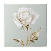 Carreau Élégant rose d'ivoire blanc faux or (Devant)