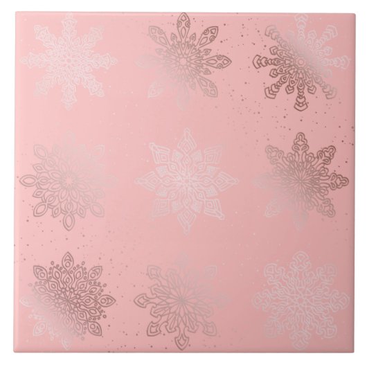 Carreau Élégant Rose Gold Noël Snowflake Motif (Devant)