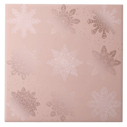 Carreau Élégant Rose Gold Noël Snowflake Motif (Devant)