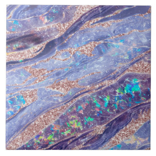 Carreau Élégant Rose Opal Marbre violet  or Parties scinti