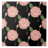 Carreau Elégant rose & or Aquarelle Rose Design noir (Devant)