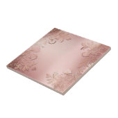 Carreau Élégant Rose Or Et Rose Floral (Côté)