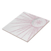 Carreau Elégant rose Sun Moon Doodle Mandala White Design (Côté)