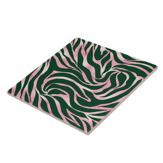 Carreau Elégant Rose vert Parties scintillant or Zebra (Côté)