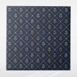 Carreau Élégant Roses de la Marine Blue Gold<br><div class="desc">Carreaux bleu marine avec roses d'or. Le code hexadécimal pour bleu marine est #202A44.</div>