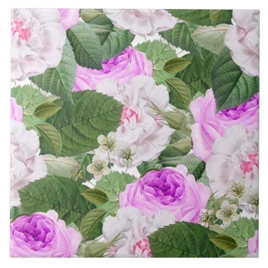 Carreau Élégant Roses Vintages de jardin (Devant)