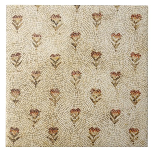 Carreau ELEGANT SIMPLE BYZANTINE MOSAIC FLOWERS Antique (Devant)