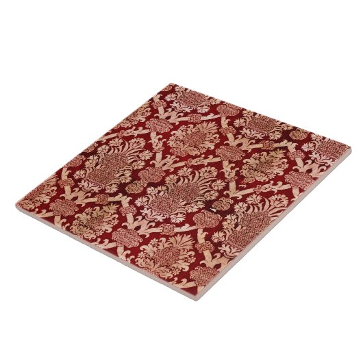 Carreau Élégant Tissu Vintage rouge foncé (Côté)