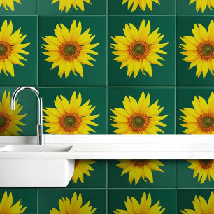 Carreau Elégant tournesol (Floral Wall Art) Émeraude Vert