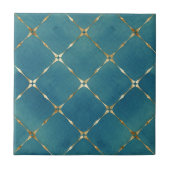 Carreau Élégant Turquoise Blue & Gold Carrés (Devant)