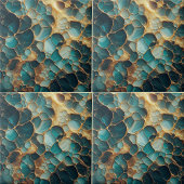 Carreau Élégant Turquoise et or Abstrait biologique