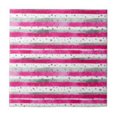 Carreau Elegant Valentine Pink Silver Hearts on Striped (Devant)