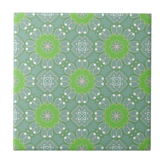 Carreau Élégant vert ethnique Boho Mosaic Motif géométriqu (Devant)