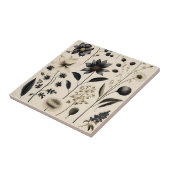 Carreau Élégant Vintage Botanique Sur Crème (Côté)