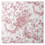 Carreau Élégant Vintage Français gravé Floral Toile-rose<br><div class="desc">Elégant et orné rose et blanc vintage toile de jouy motif avec fleurs exotiques,  vignes et feuillage entrelacés de guirlandes et paniers de roses. Ce motif a été adapté d'un fragment textile français historique vers 1910 dans la collection Smithsonian. Motif est haute résolution mais ne peut pas être carrelé.</div>