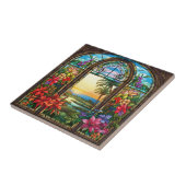 Carreau élégant vitrail de jardin (Côté)