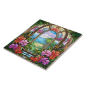 Carreau élégant vitrail de jardin (Côté)