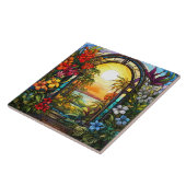 Carreau élégant vitrail de jardin (Côté)