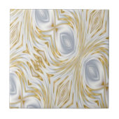 Carreau Elegant White and Gold Abstract Swirl Pattern (Devant)