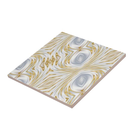 Carreau Elegant White and Gold Abstract Swirl Pattern (Côté)