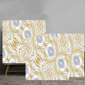 Carreau Elegant White and Gold Abstract Swirl Pattern