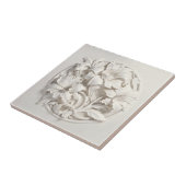 Carreau Elegant White Faux Relief Flowers (Côté)
