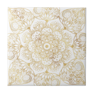 Carreau Elegant White Gold Mandala Floral