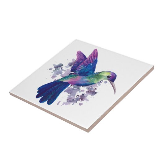 Carreau Elégante aquarelle couleur colibri (Côté)