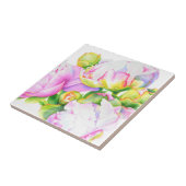 Carreau Elégante aquarelle fleurie de pivoine rose (Côté)