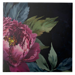 Carreau Elégante aquarelle florale rose foncé