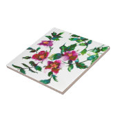 Carreau Elégante aquarelle moderne fleur sauvage rose fonc (Côté)