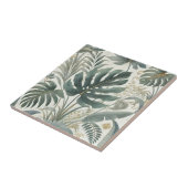 Carreau Elégante aquarelle Tropical Vert Botanique Floral (Côté)