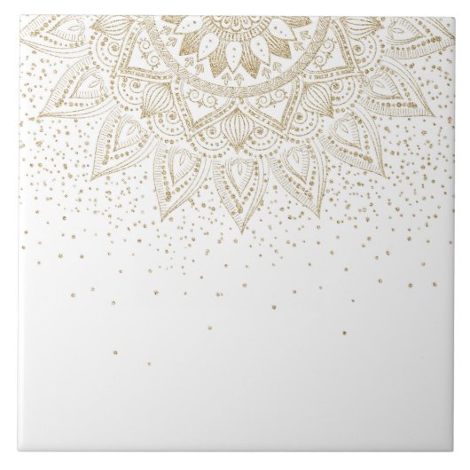 Carreau Elégante conception de points Mandala Or (Devant)