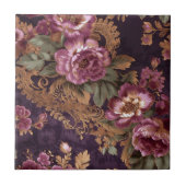 Carreau Élégante dentelle victorienne violet Roses (Devant)