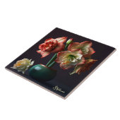 Carreau Élégante Fleur d'Amaryllis Blanc Orange (Côté)