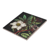 Carreau Élégante Fleur Rose de Noël Vintage (Côté)