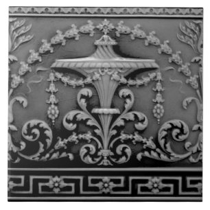 Carreau Elégante Gris Noir Néoclassique Antique Carrelage 