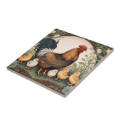 Carreau Élégante Mère Hen Avec Poussins (Côté)