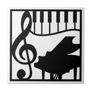 Carreau Élégante Musique Piano Clavier Clé Note Stylée