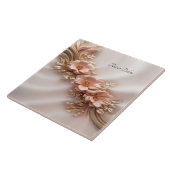 Carreau Elégante Orange Pêche Florale Carrelage en céramiq (Côté)