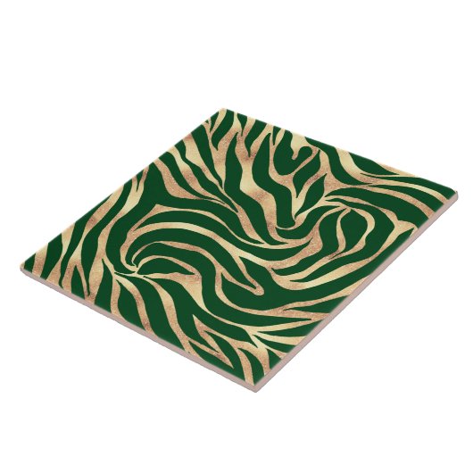 Carreau Elégante Parties scintillant or Zebra Green Poster (Côté)