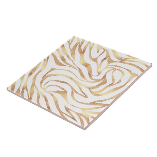Carreau Elégante Parties scintillant or Zebra Poster de an (Côté)