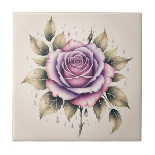 Carreau Élégante rose lavande en aquarelle moderne et bell