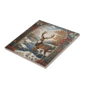 Carreau Élégante scène hivernale de cerfs (Côté)