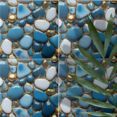 Carreau Elégants galets aux accents Bleu Blanc et Or